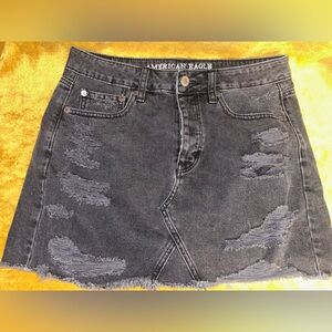 American Eagle Outfitters Charcoal Distressed Mini Skirt